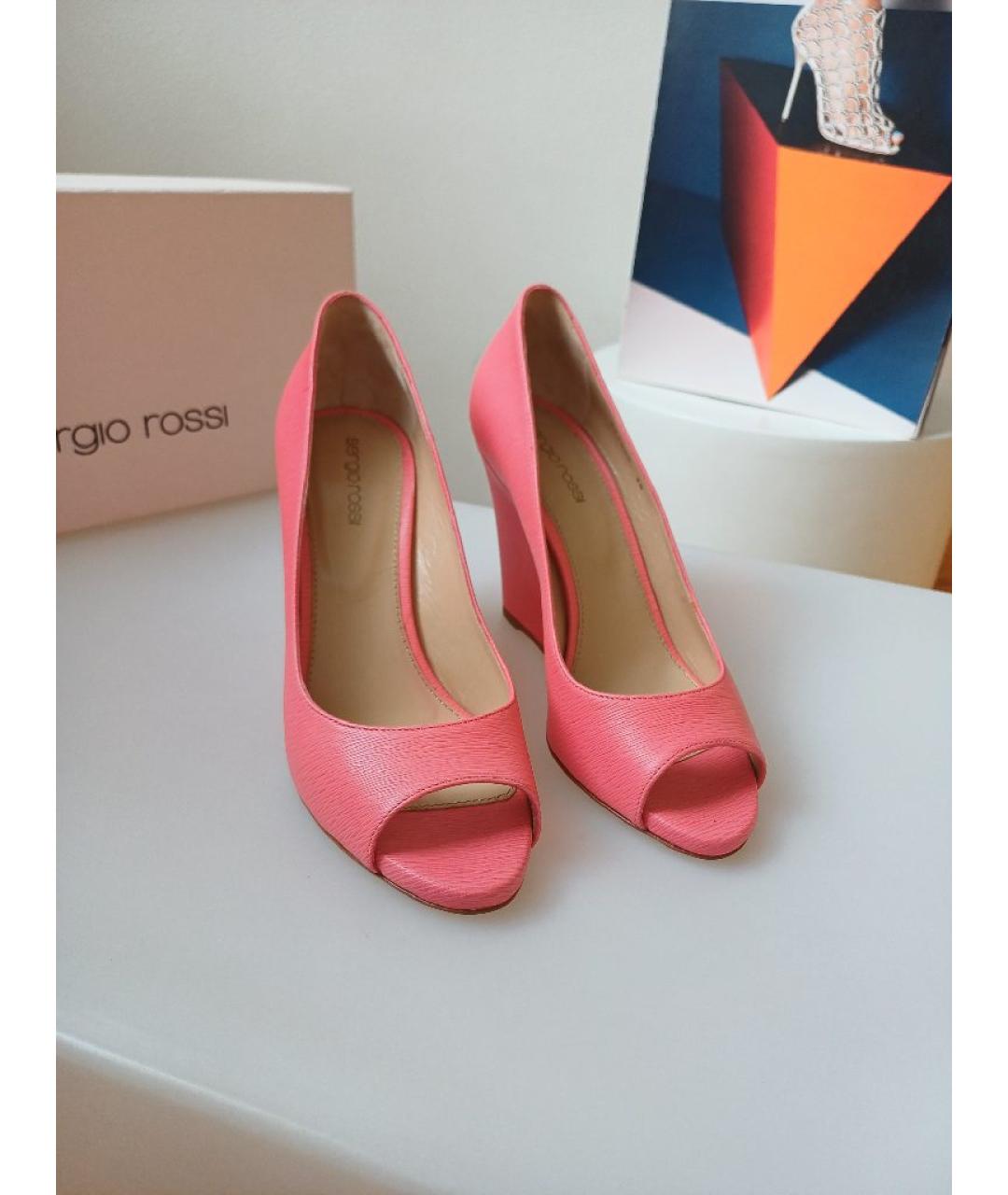 SERGIO ROSSI Коралловые кожаные туфли, фото 7