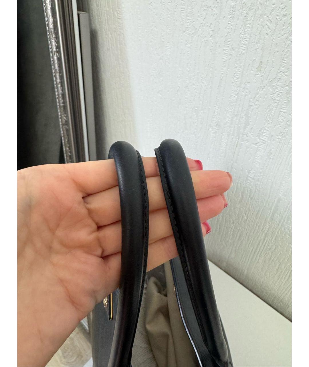 PRADA Черная кожаная сумка с короткими ручками, фото 4