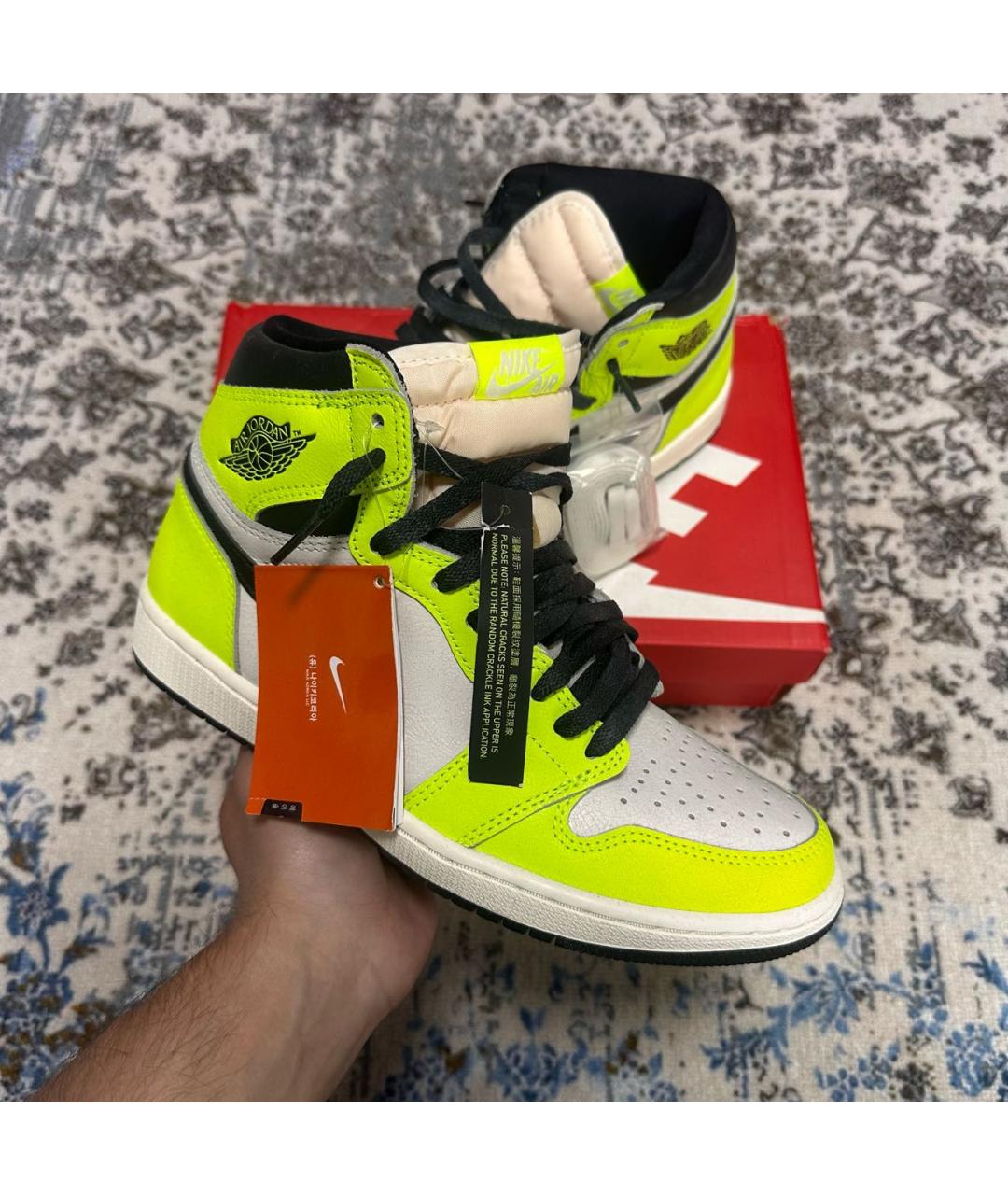 JORDAN Зеленые высокие кроссовки / кеды из искусственной кожи, фото 4