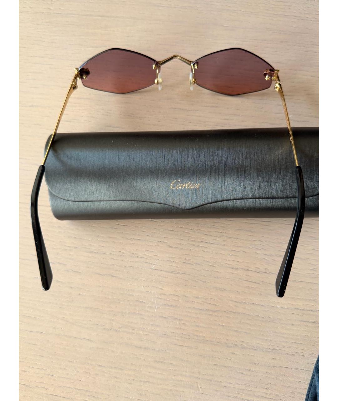 CARTIER Розовые металлические солнцезащитные очки, фото 3