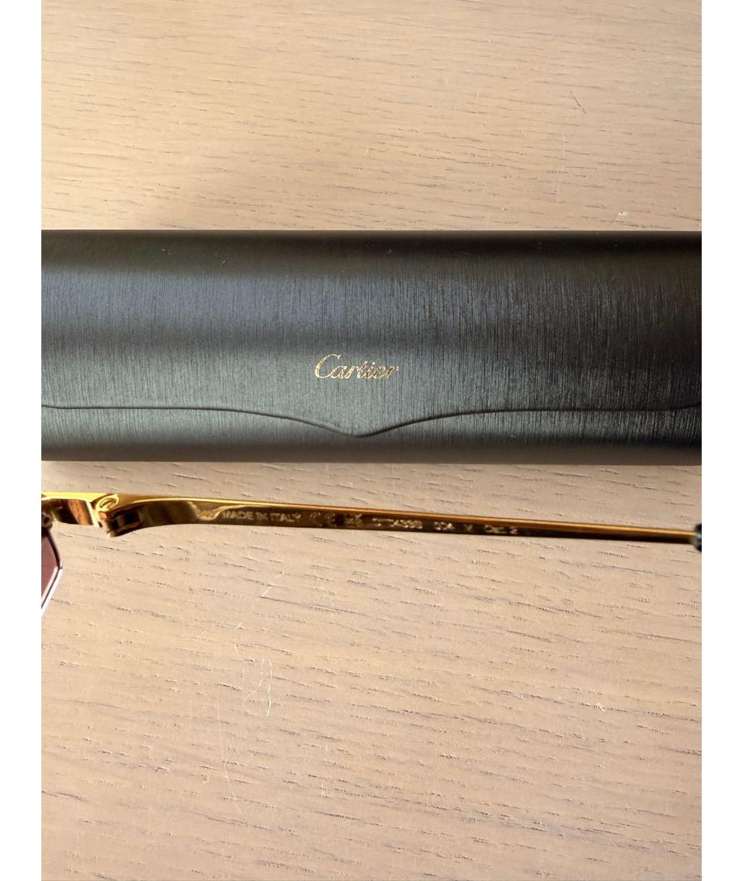 CARTIER Розовые металлические солнцезащитные очки, фото 5