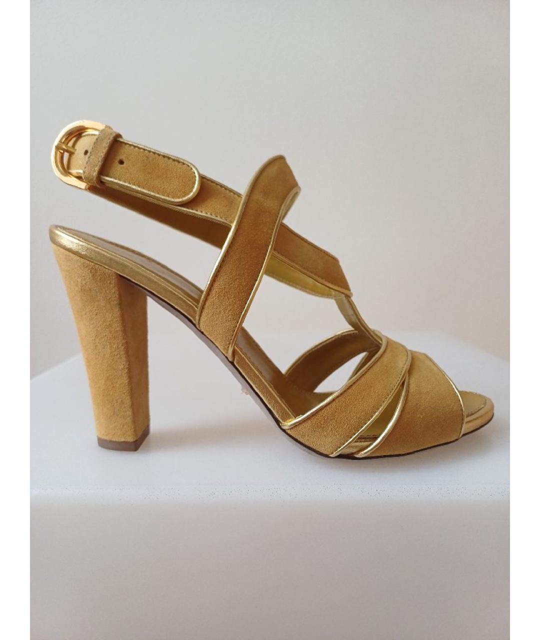 SERGIO ROSSI Горчичные замшевые босоножки, фото 10