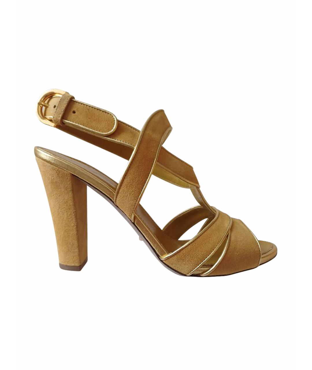 SERGIO ROSSI Горчичные замшевые босоножки, фото 1