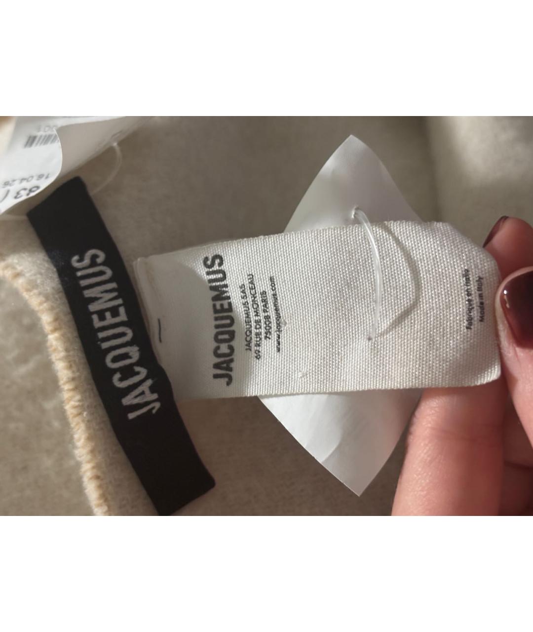 JACQUEMUS Бежевый шерстяной шарф, фото 4