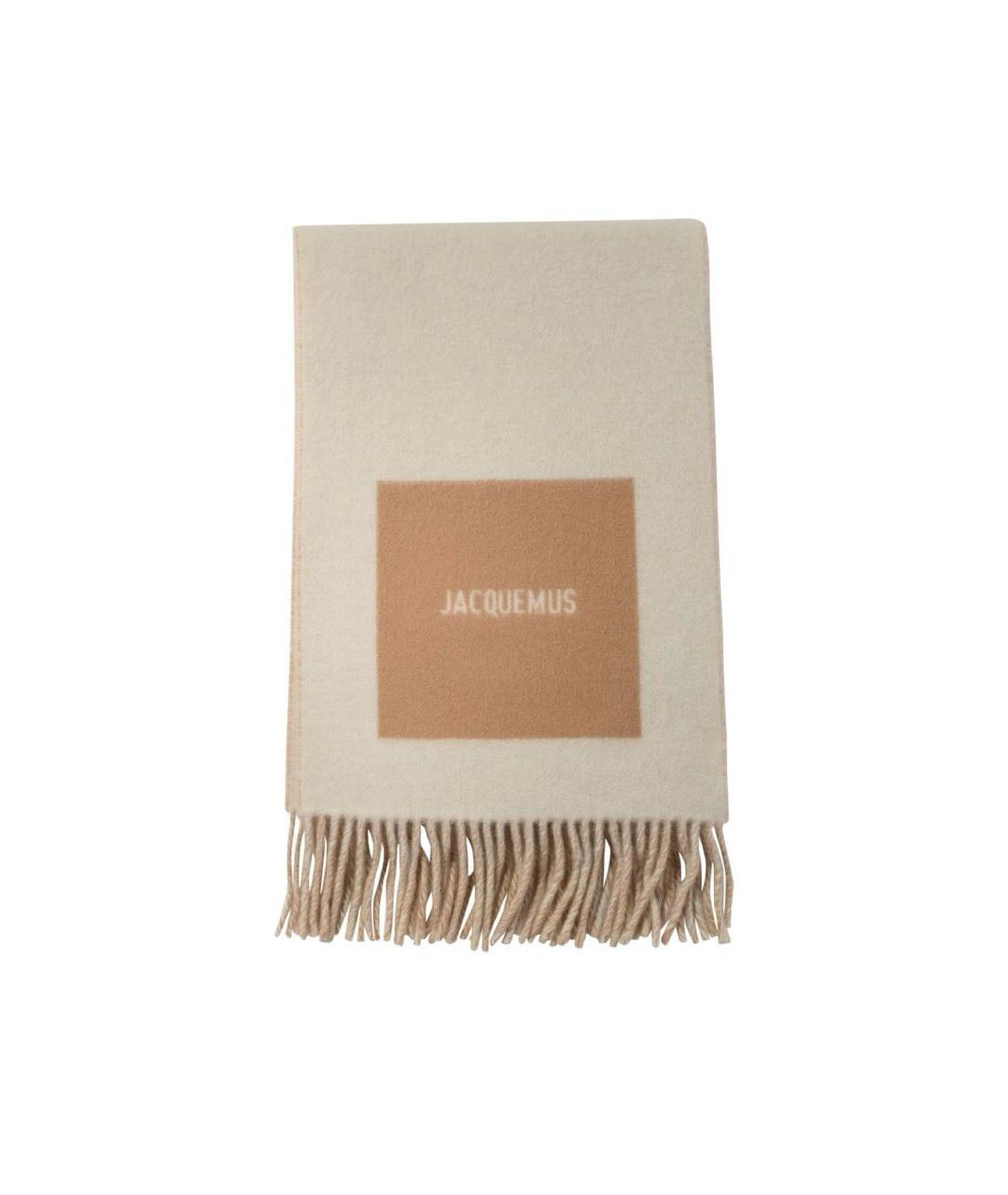 JACQUEMUS Бежевый шерстяной шарф, фото 5