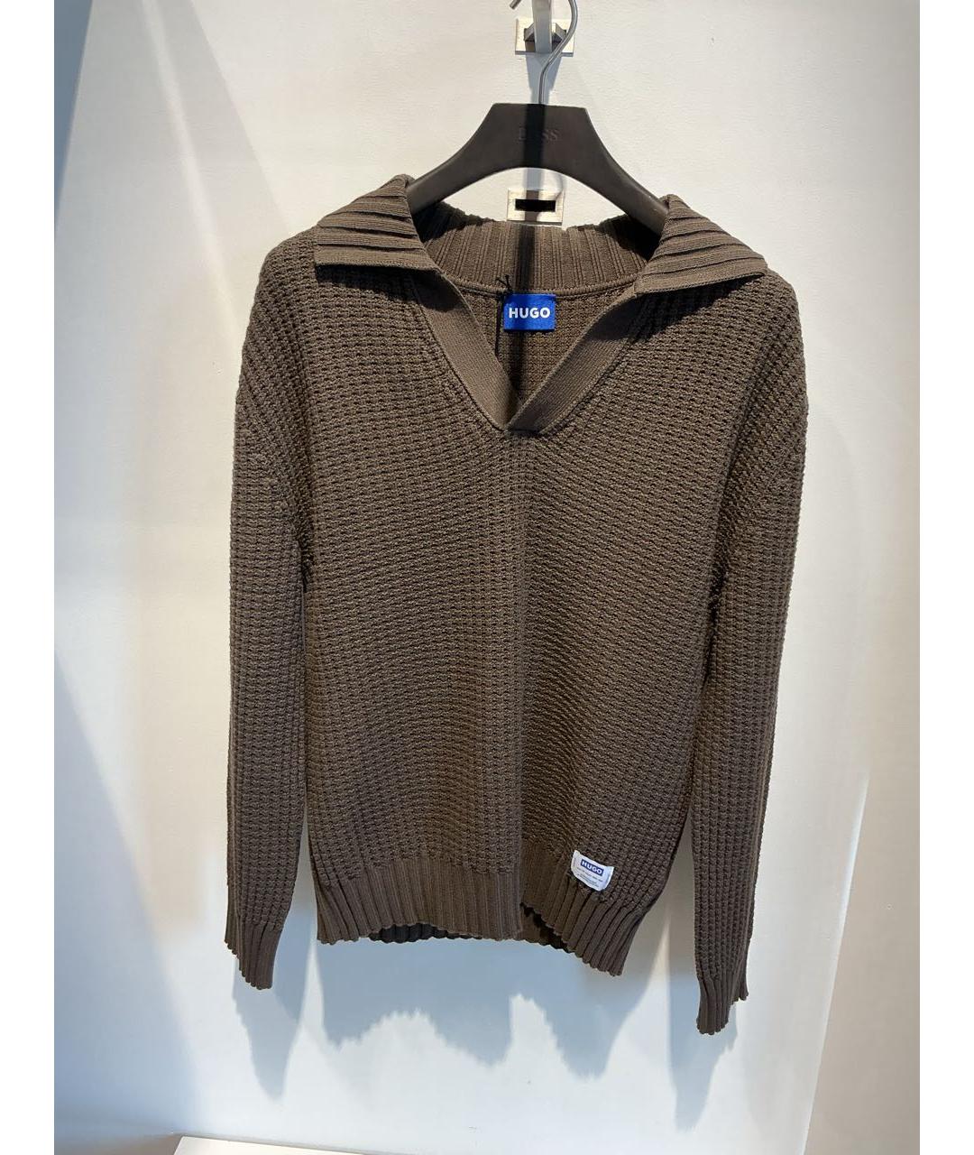 HUGO Коричневый хлопковый джемпер / свитер, фото 2