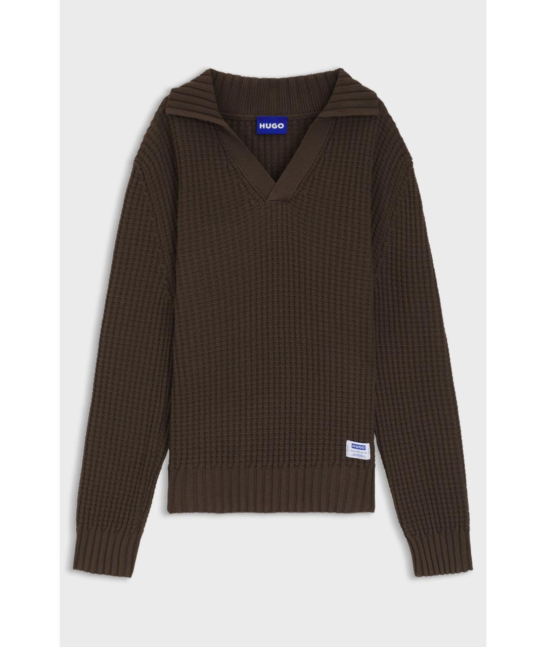 HUGO Коричневый хлопковый джемпер / свитер, фото 5
