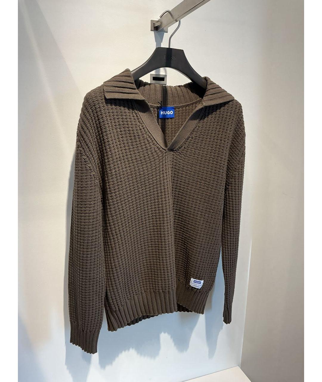 HUGO Коричневый хлопковый джемпер / свитер, фото 3