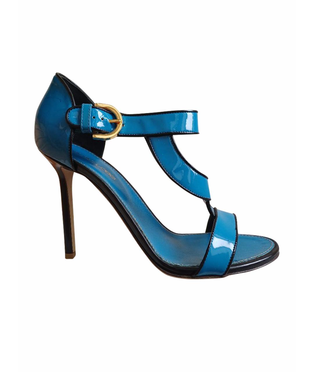 SERGIO ROSSI Синие кожаные босоножки, фото 1
