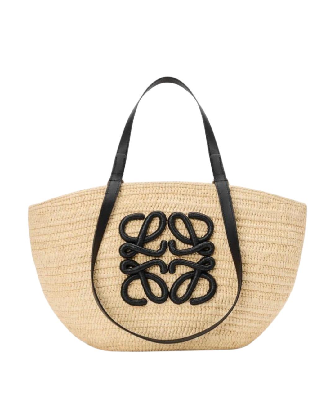 LOEWE Бежевая пелетеная сумка тоут, фото 1