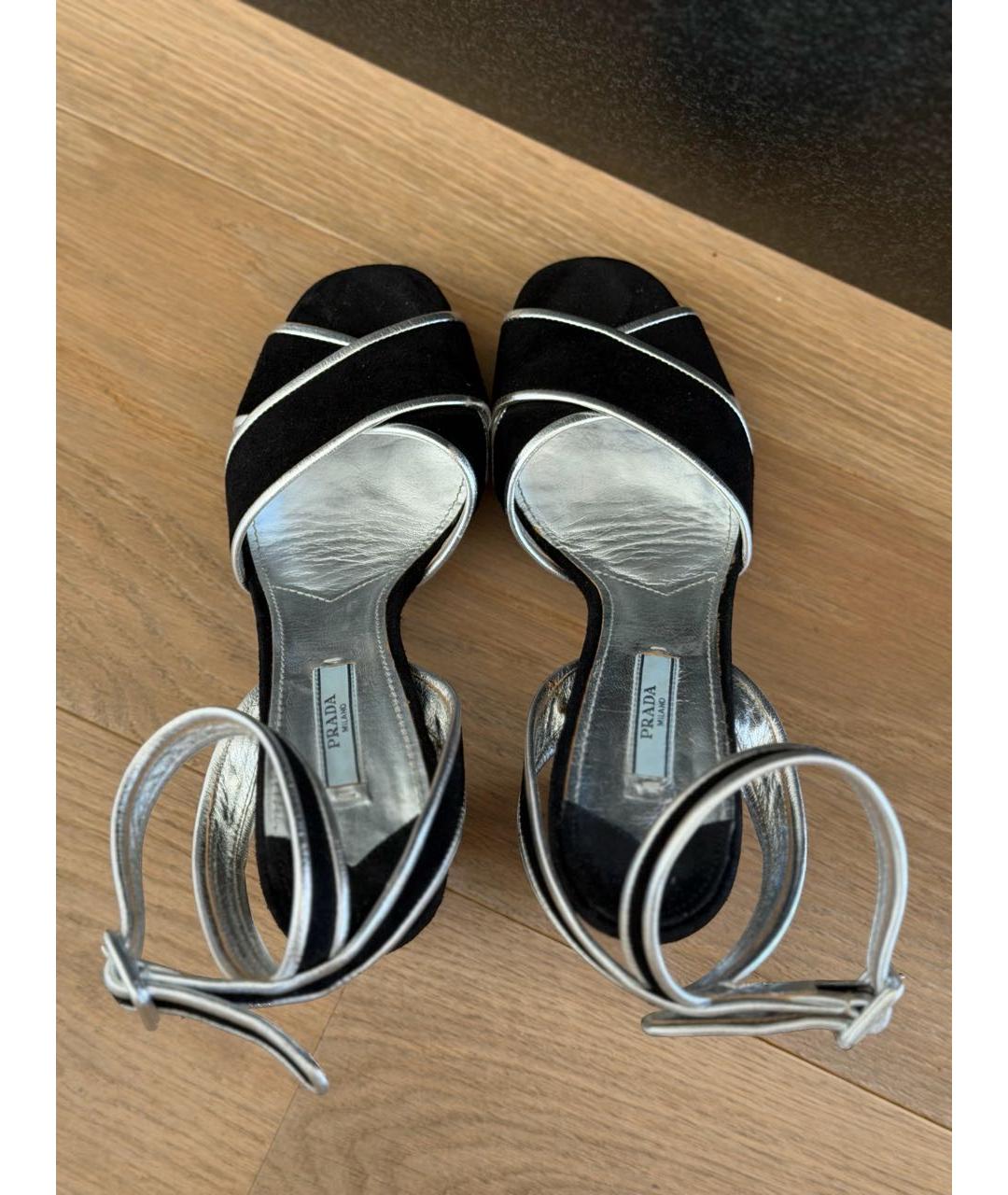 PRADA Черные замшевые босоножки, фото 3