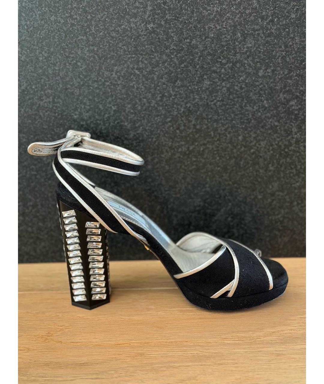 PRADA Черные замшевые босоножки, фото 5