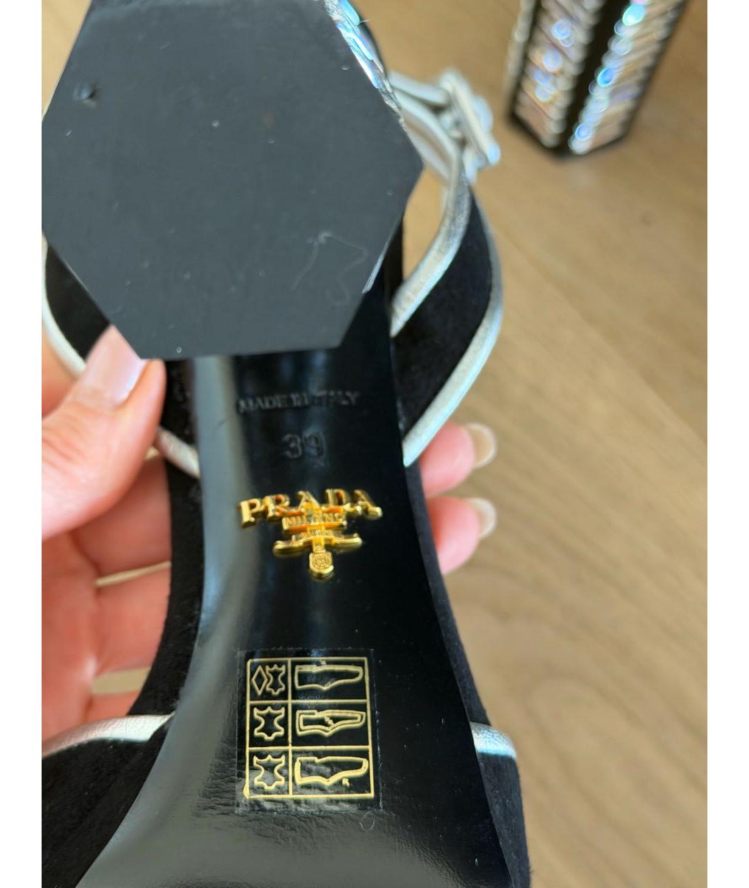PRADA Черные замшевые босоножки, фото 7