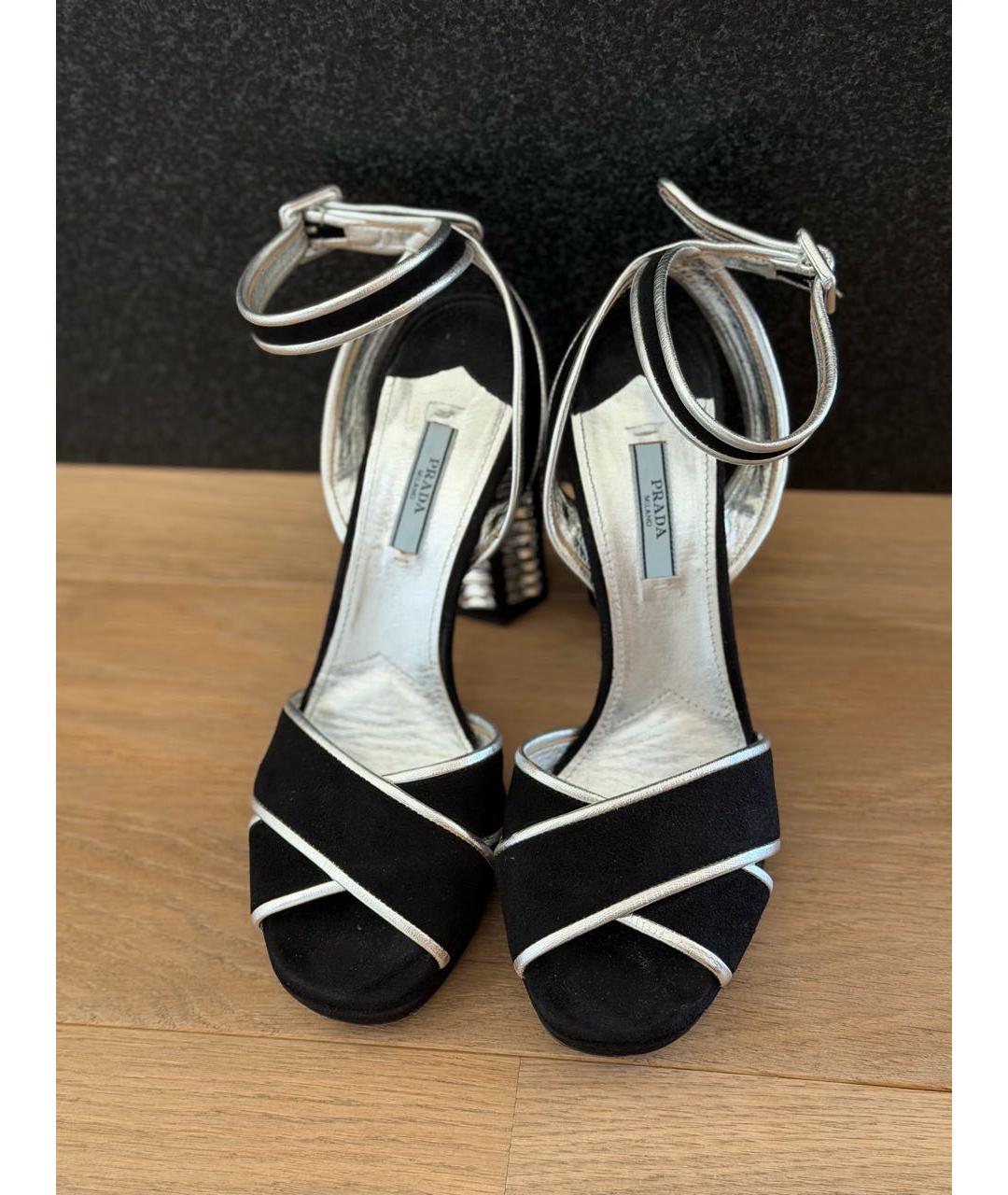 PRADA Черные замшевые босоножки, фото 2