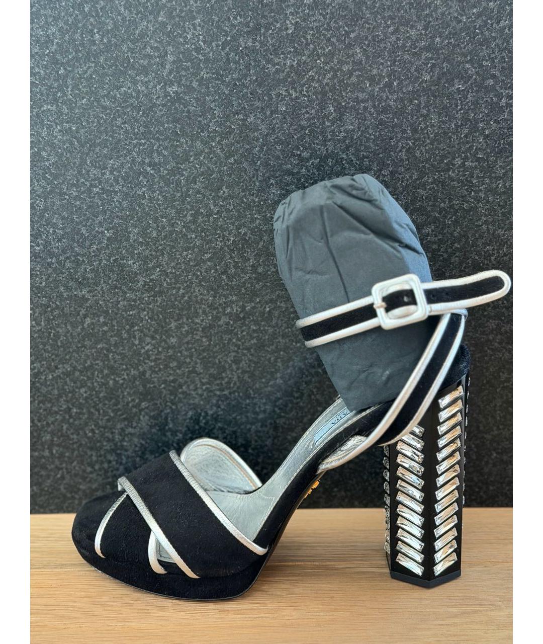 PRADA Черные замшевые босоножки, фото 6
