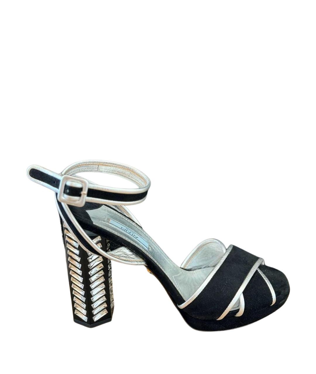 PRADA Черные замшевые босоножки, фото 1