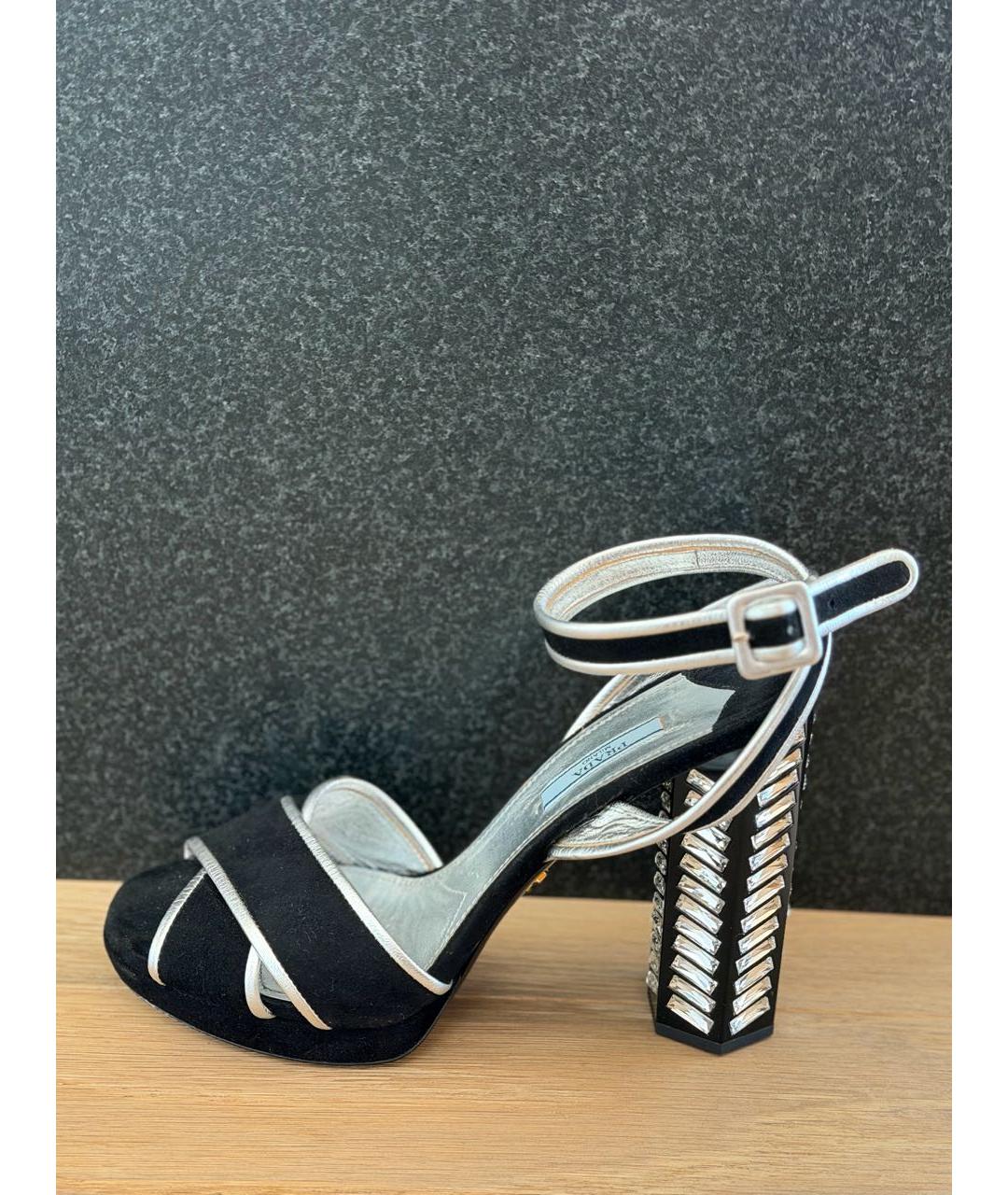PRADA Черные замшевые босоножки, фото 9