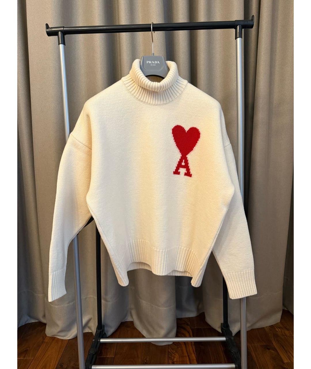 Ami Paris Бежевый шерстяной джемпер / свитер, фото 6