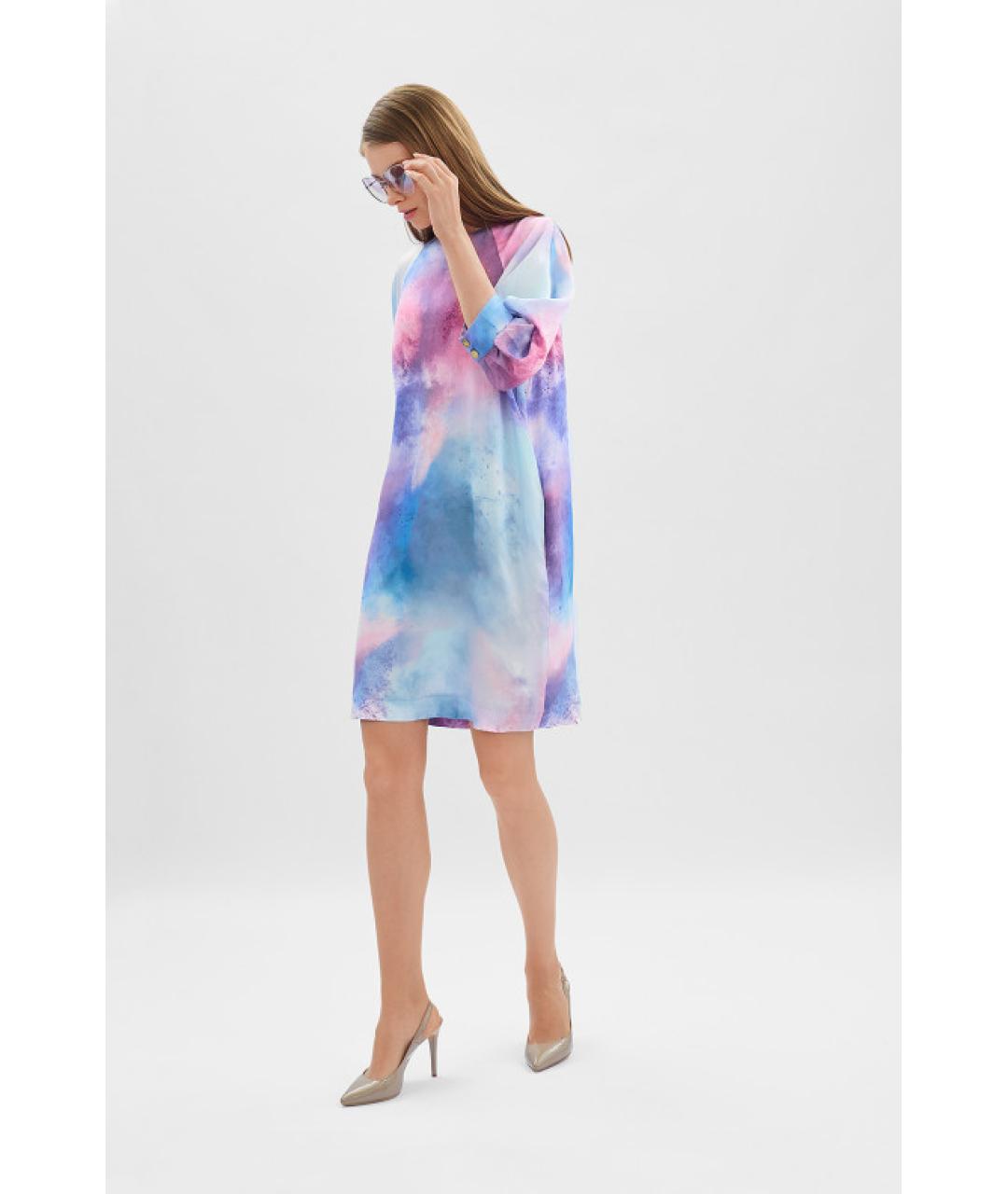 ESCADA Голубое вискозное повседневное платье, фото 5