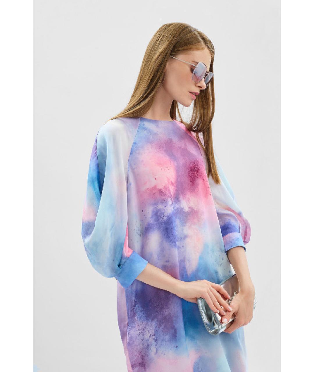 ESCADA Голубое вискозное повседневное платье, фото 4