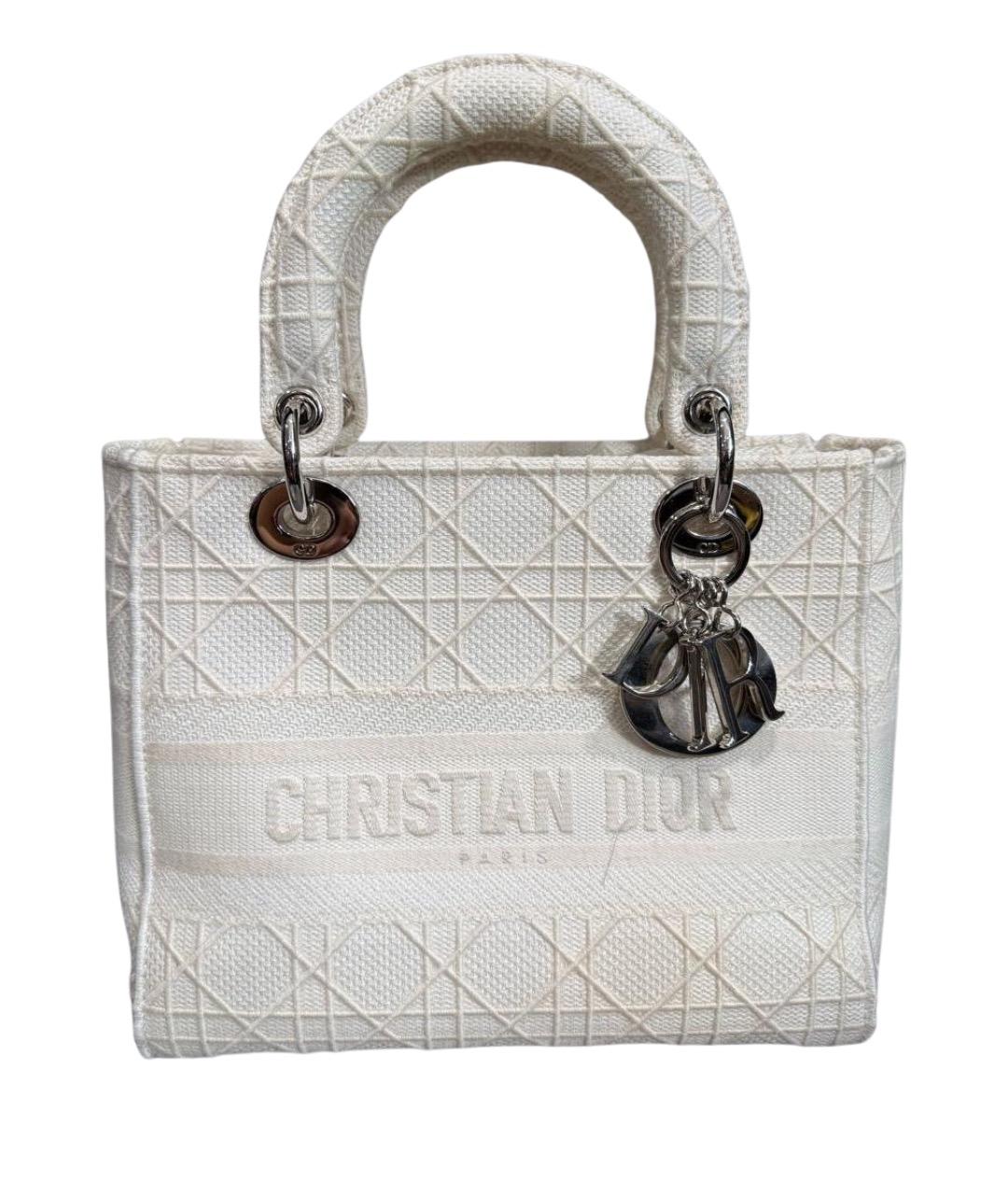 CHRISTIAN DIOR Белая тканевая сумка с короткими ручками, фото 1