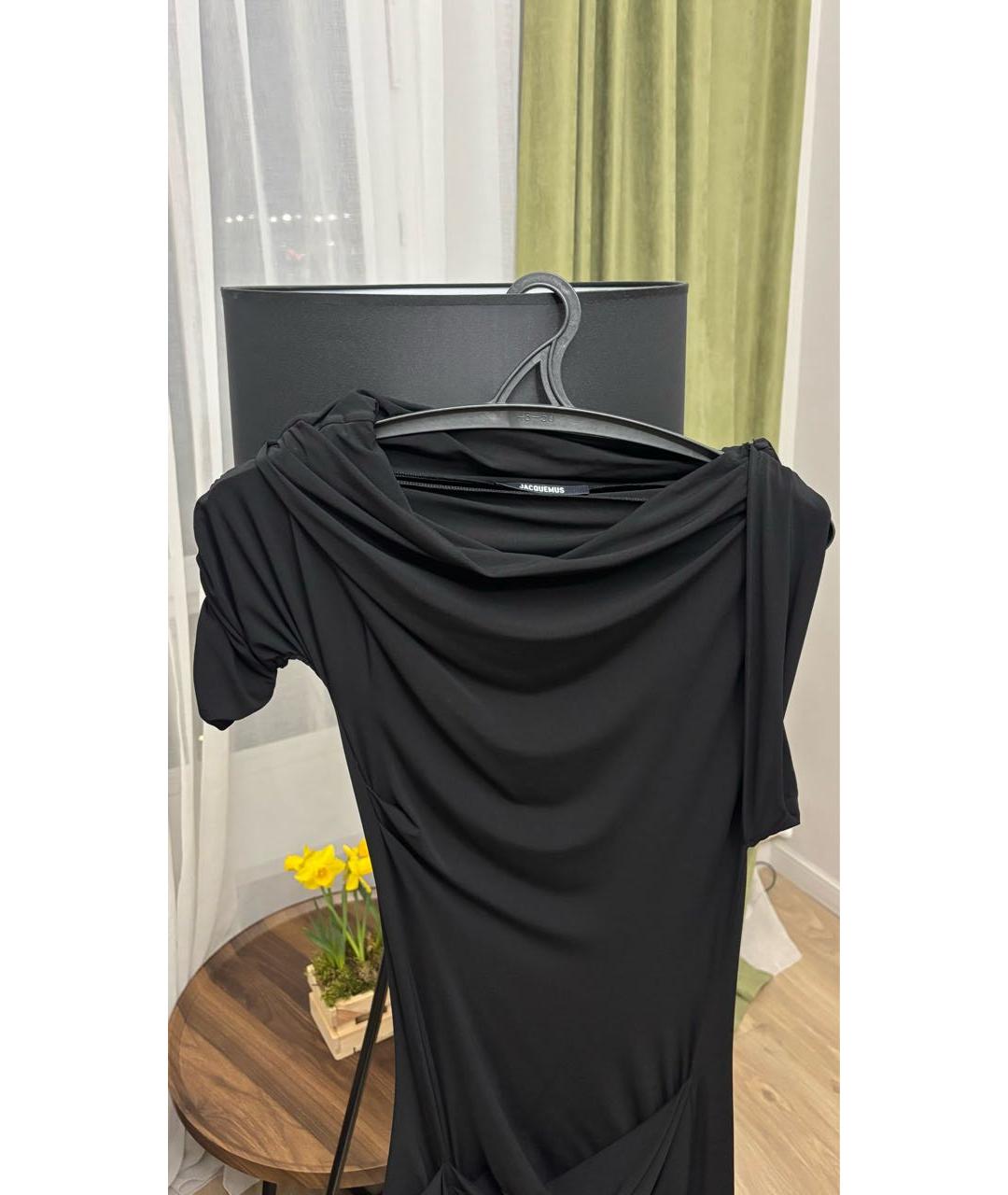 JACQUEMUS Черное вискозное вечернее платье, фото 3
