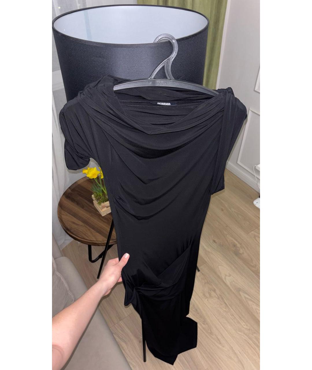 JACQUEMUS Черное вискозное вечернее платье, фото 4