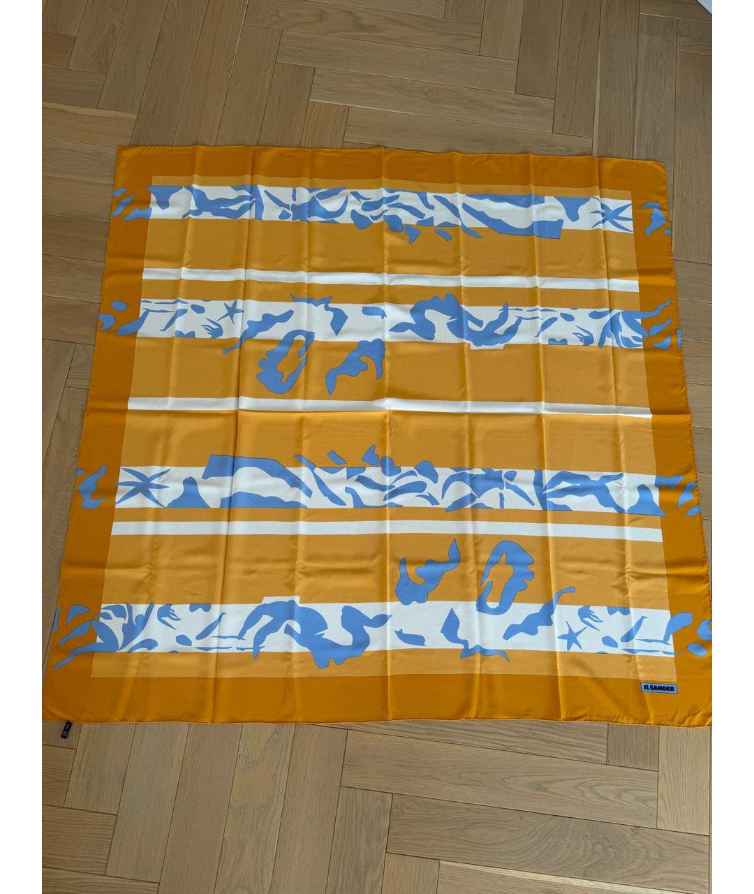 JIL SANDER Оранжевое шелковое парео, фото 4