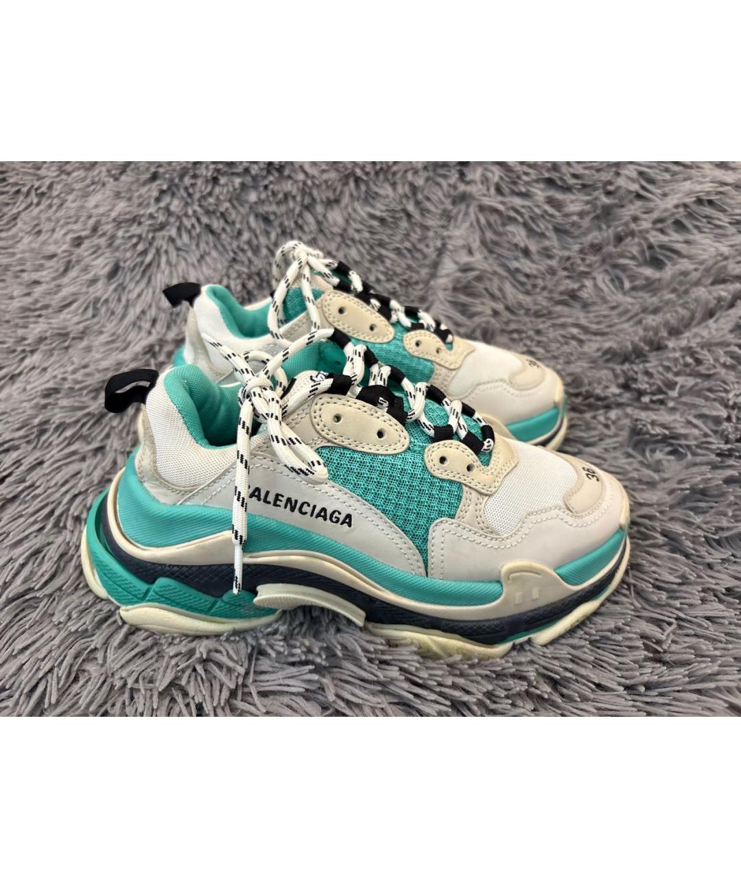 BALENCIAGA Бирюзовые текстильные кроссовки, фото 7