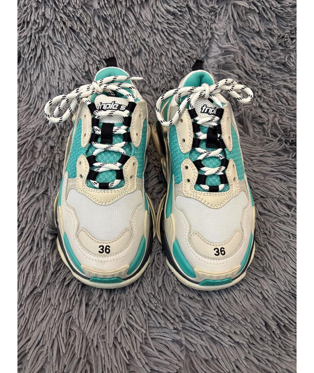 BALENCIAGA Бирюзовые текстильные кроссовки, фото 2