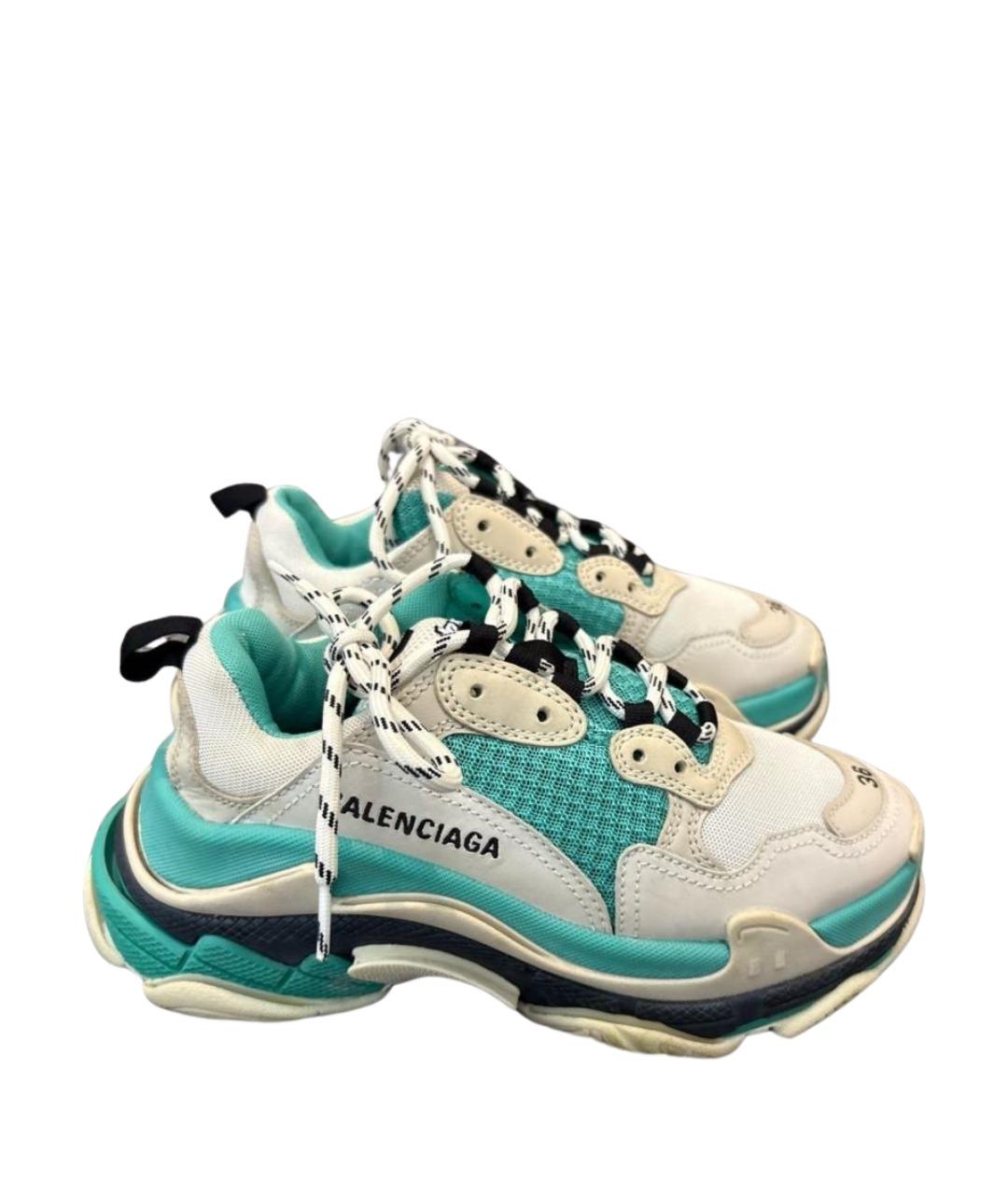 BALENCIAGA Бирюзовые текстильные кроссовки, фото 1