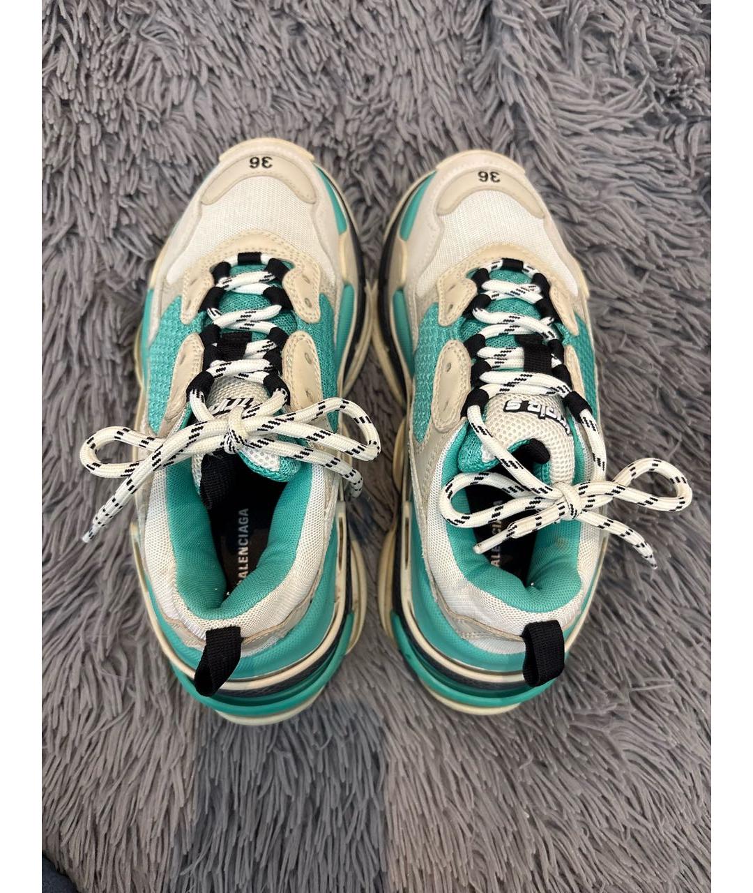 BALENCIAGA Бирюзовые текстильные кроссовки, фото 3