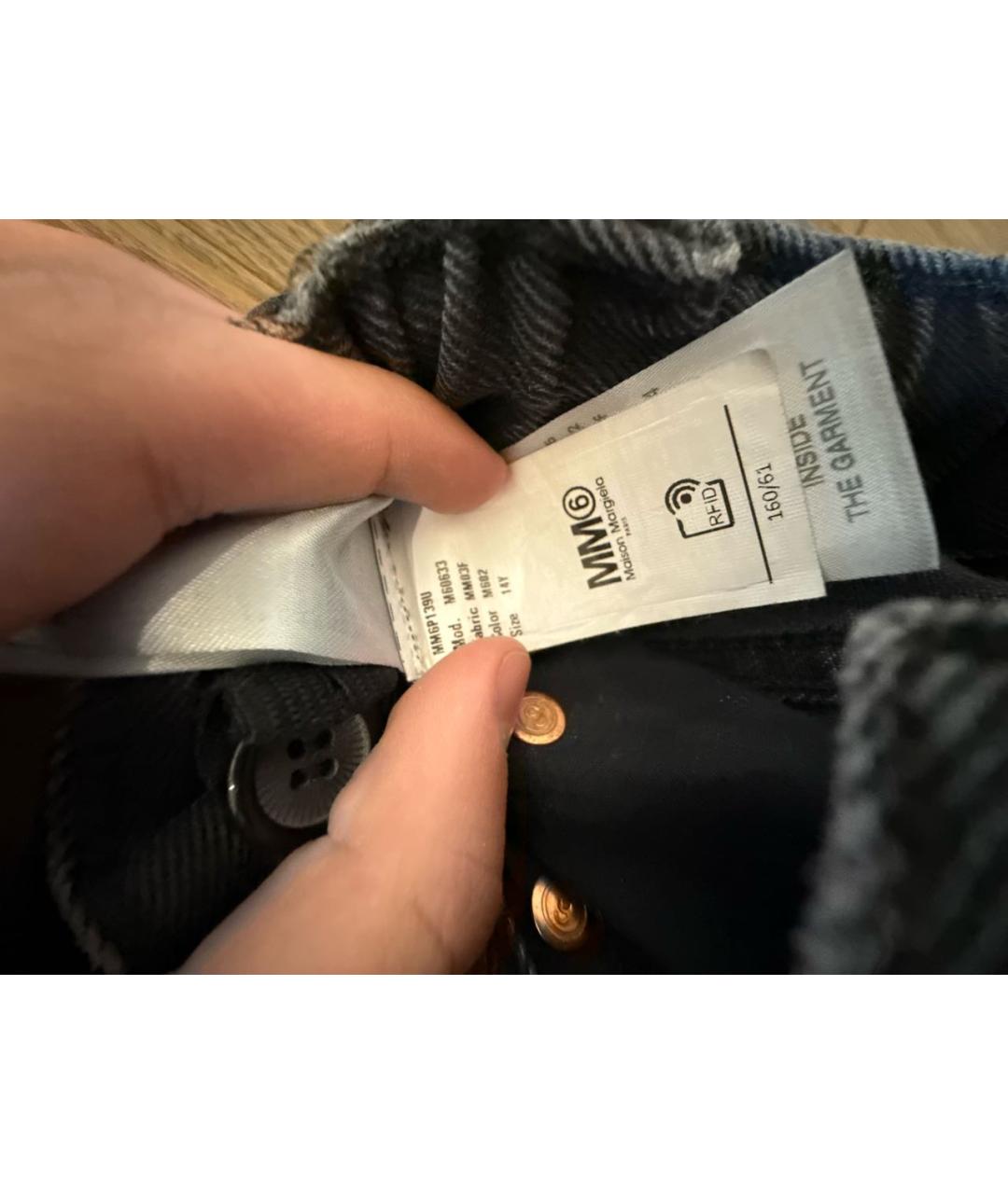 MM6 MAISON MARGIELA Антрацитовые хлопковые детские джинсы, фото 7