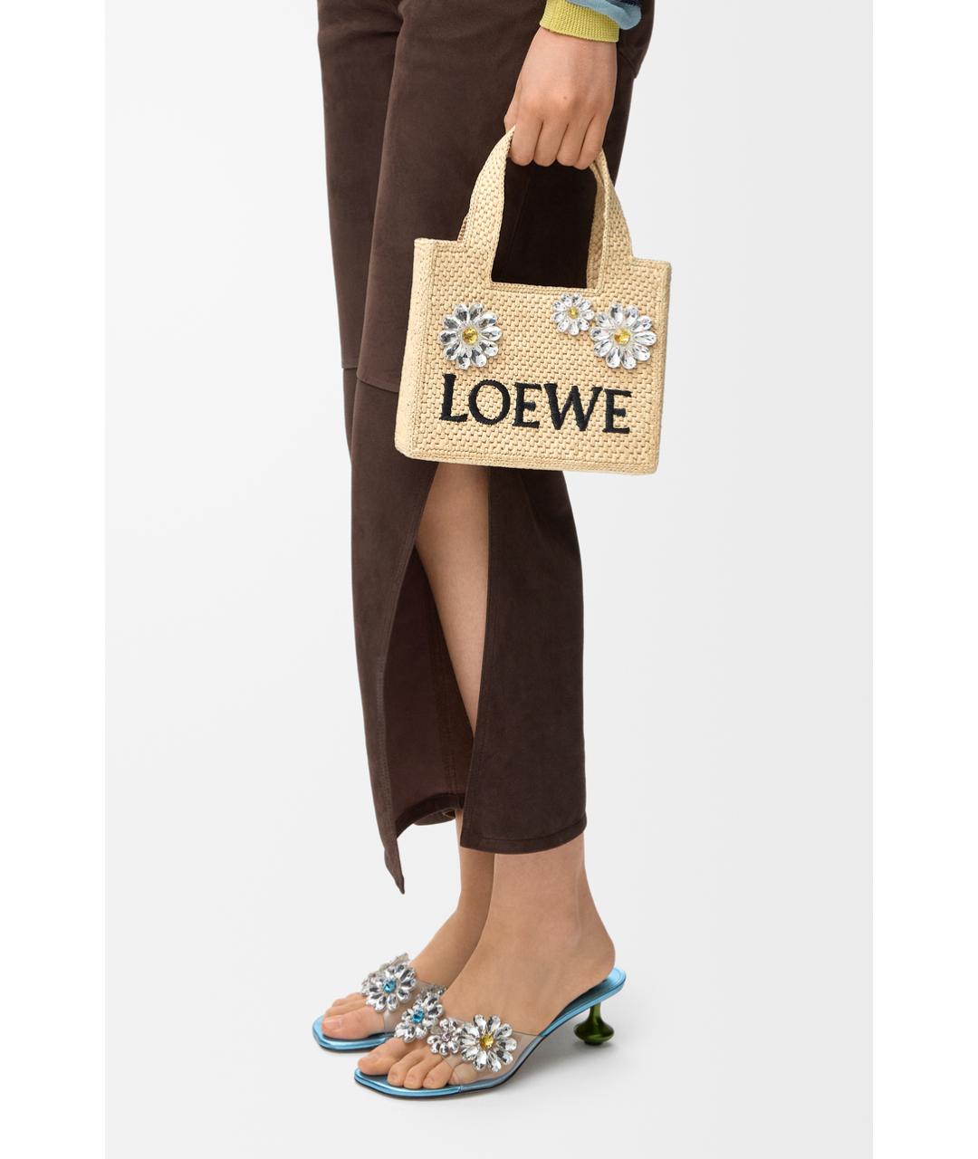 LOEWE Бежевая пелетеная сумка с короткими ручками, фото 2