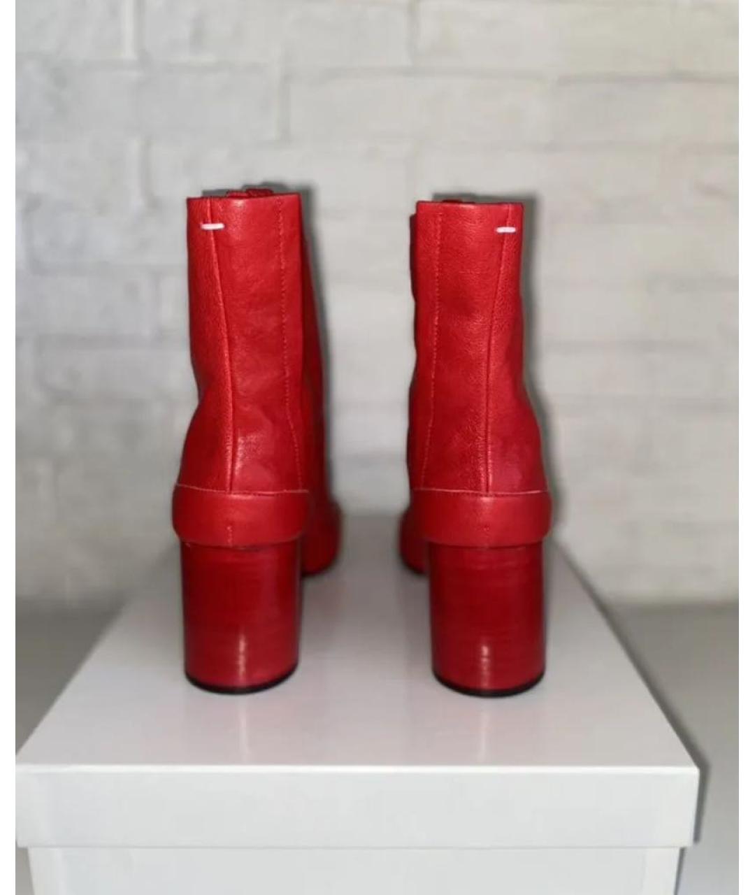 MAISON MARGIELA Красные кожаные ботильоны, фото 3
