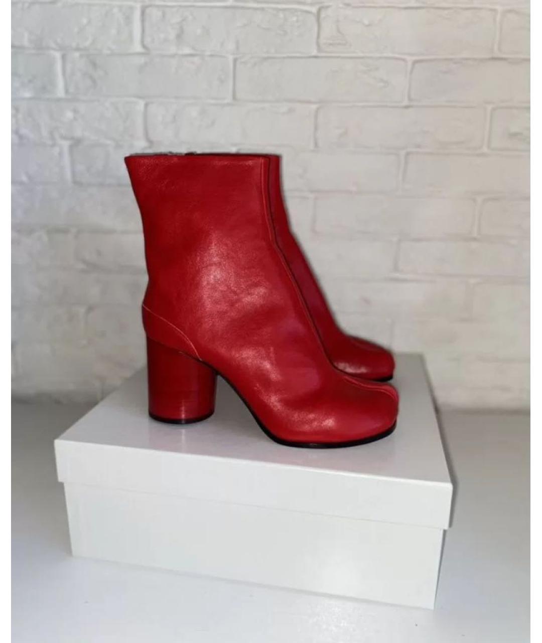 MAISON MARGIELA Красные кожаные ботильоны, фото 2