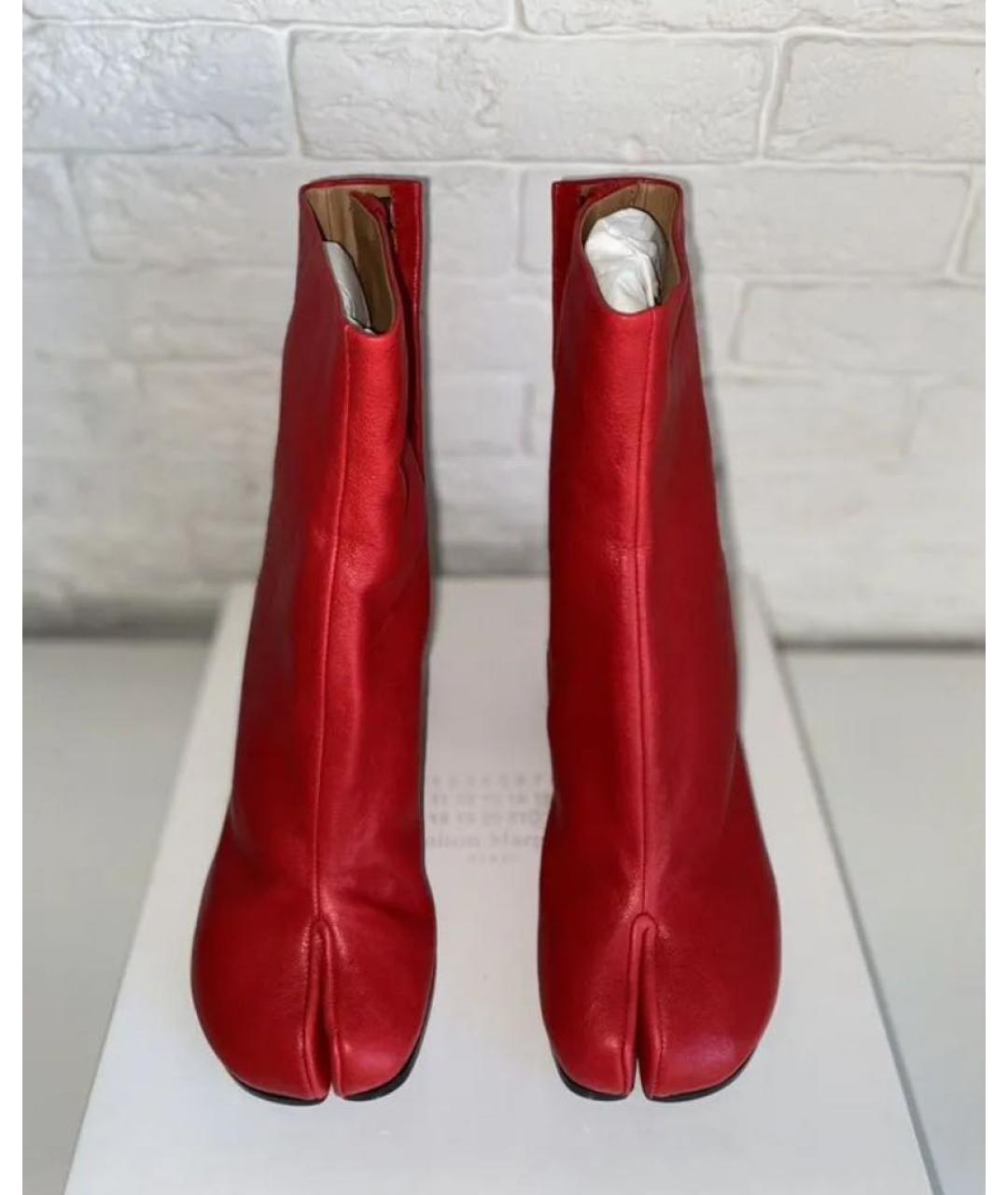 MAISON MARGIELA Красные кожаные ботильоны, фото 4