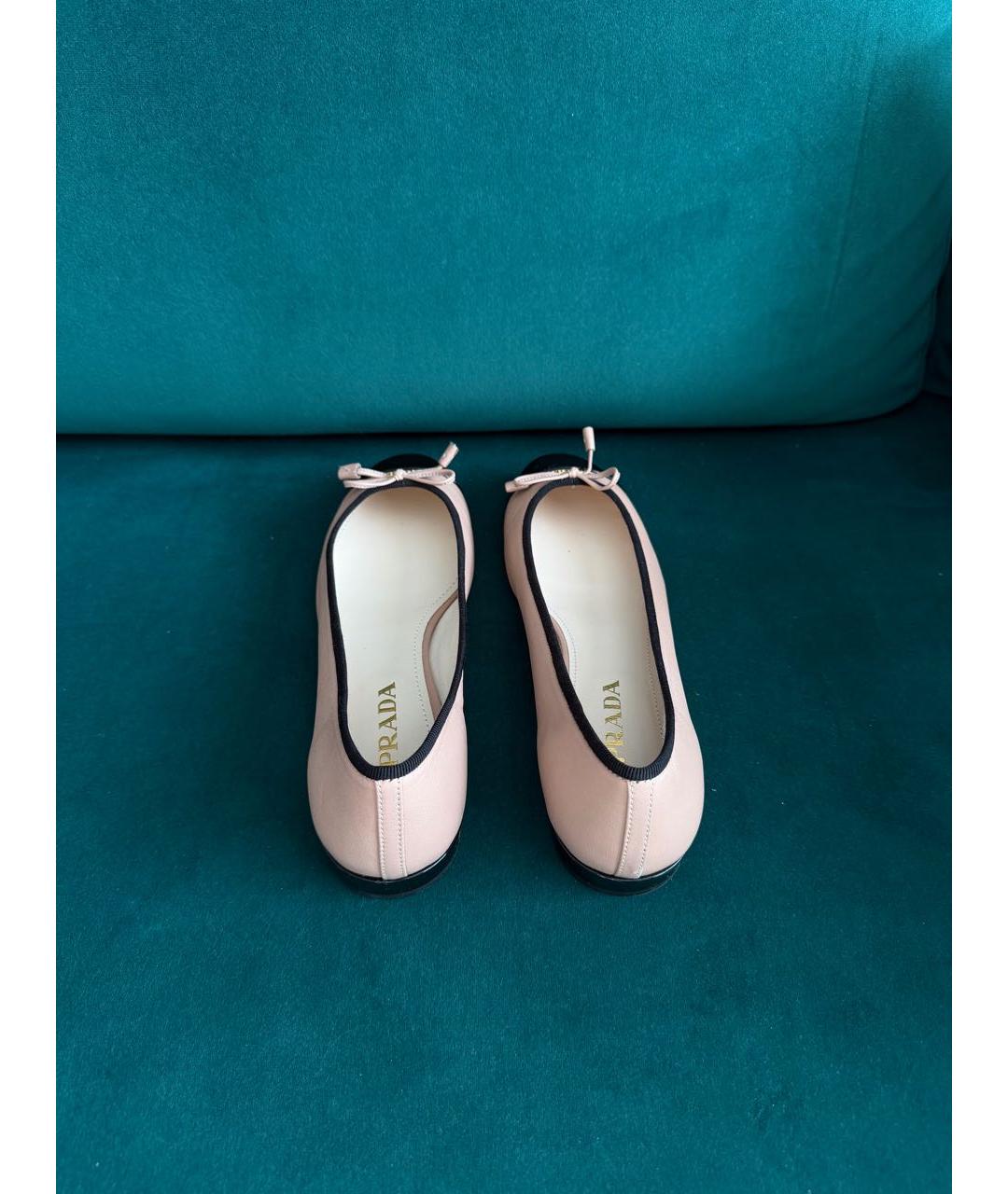 PRADA Бежевые кожаные балетки, фото 5