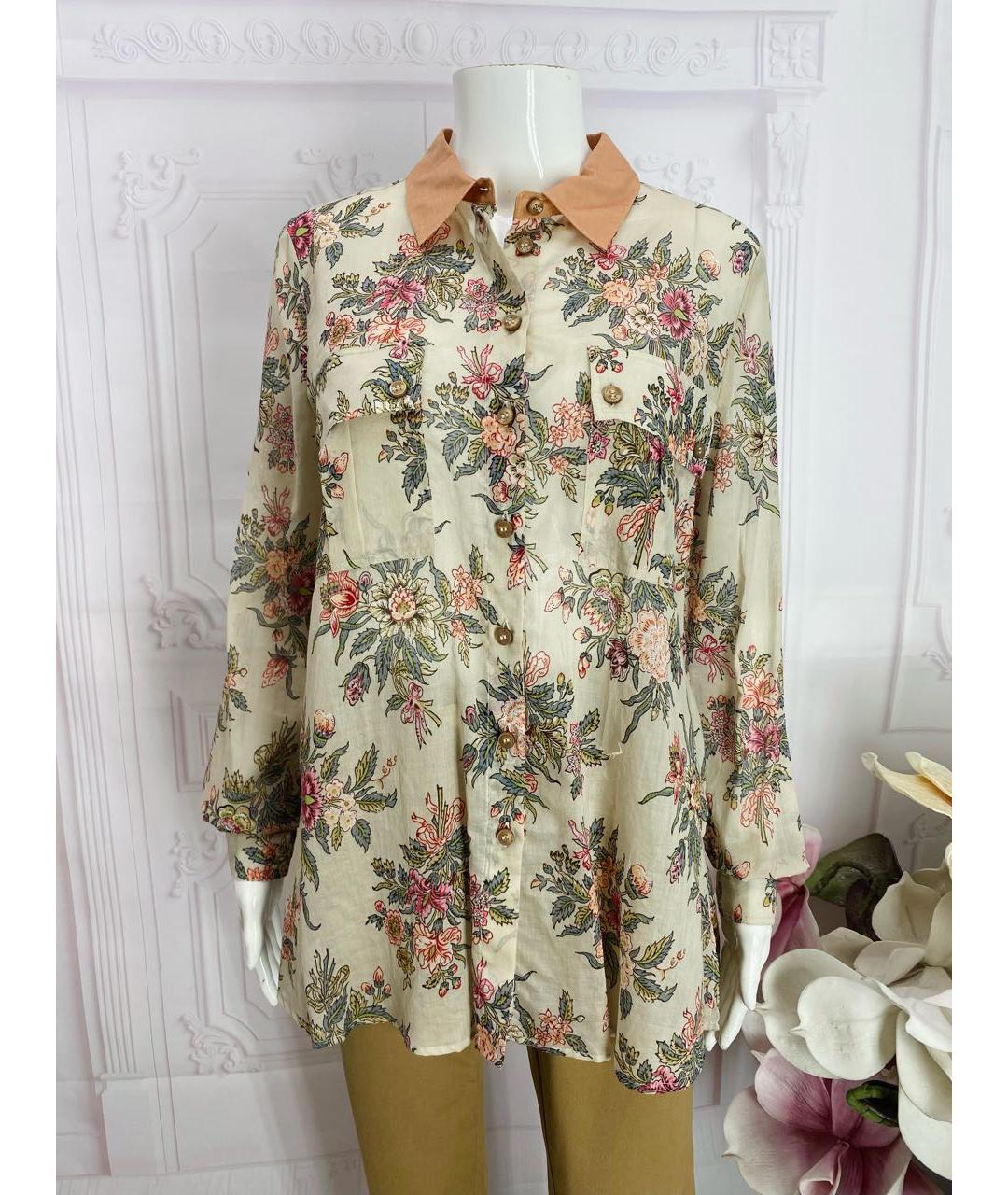 TWIN-SET Бежевая хлопковая рубашка, фото 6