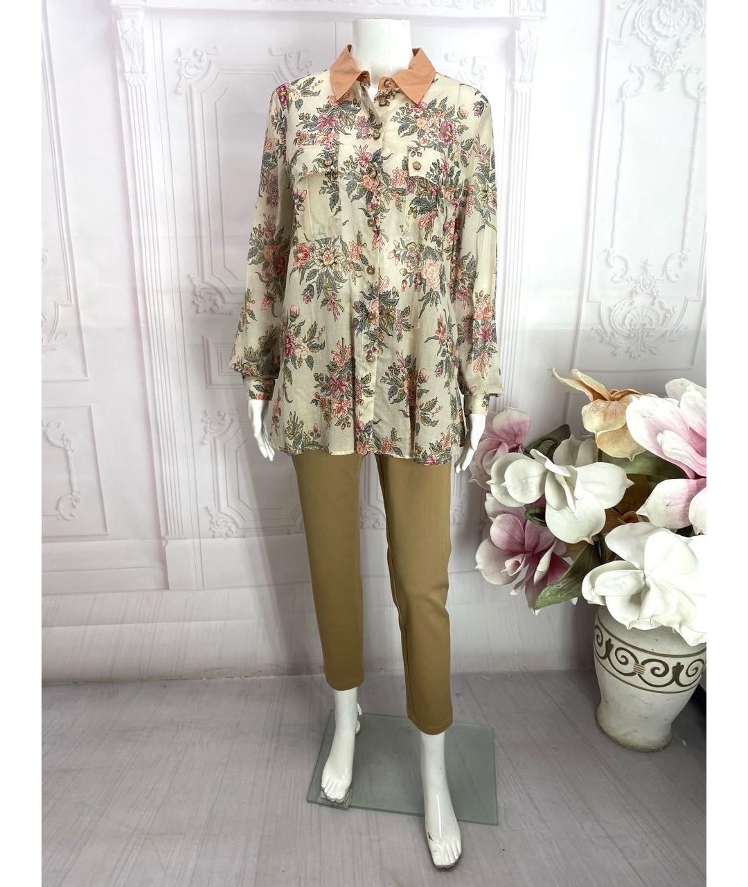 TWIN-SET Бежевая хлопковая рубашка, фото 5