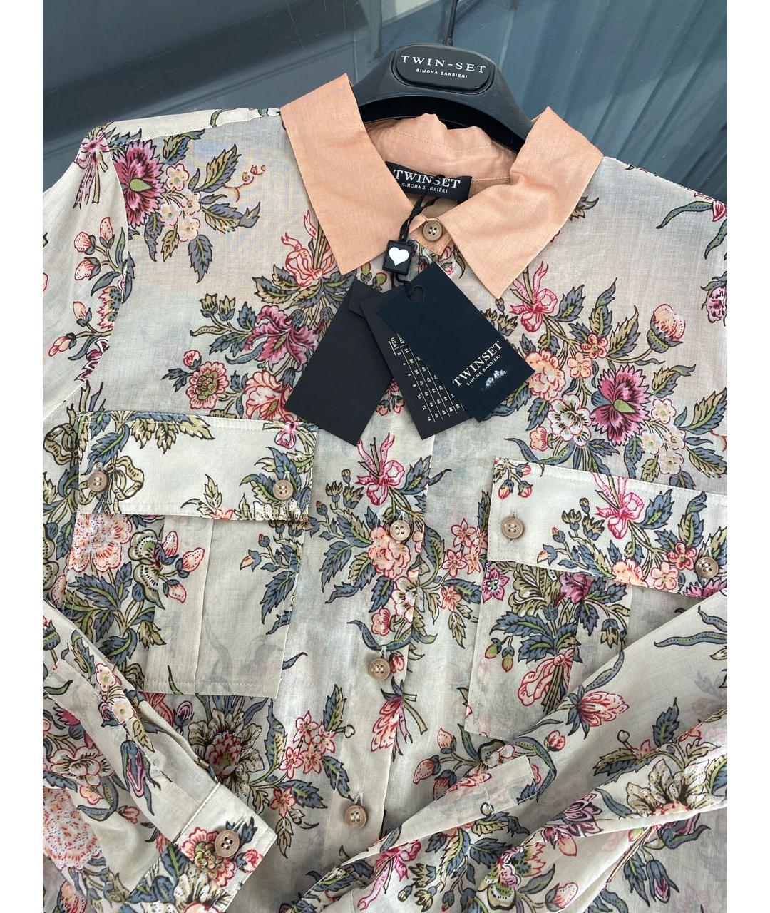 TWIN-SET Бежевая хлопковая рубашка, фото 3