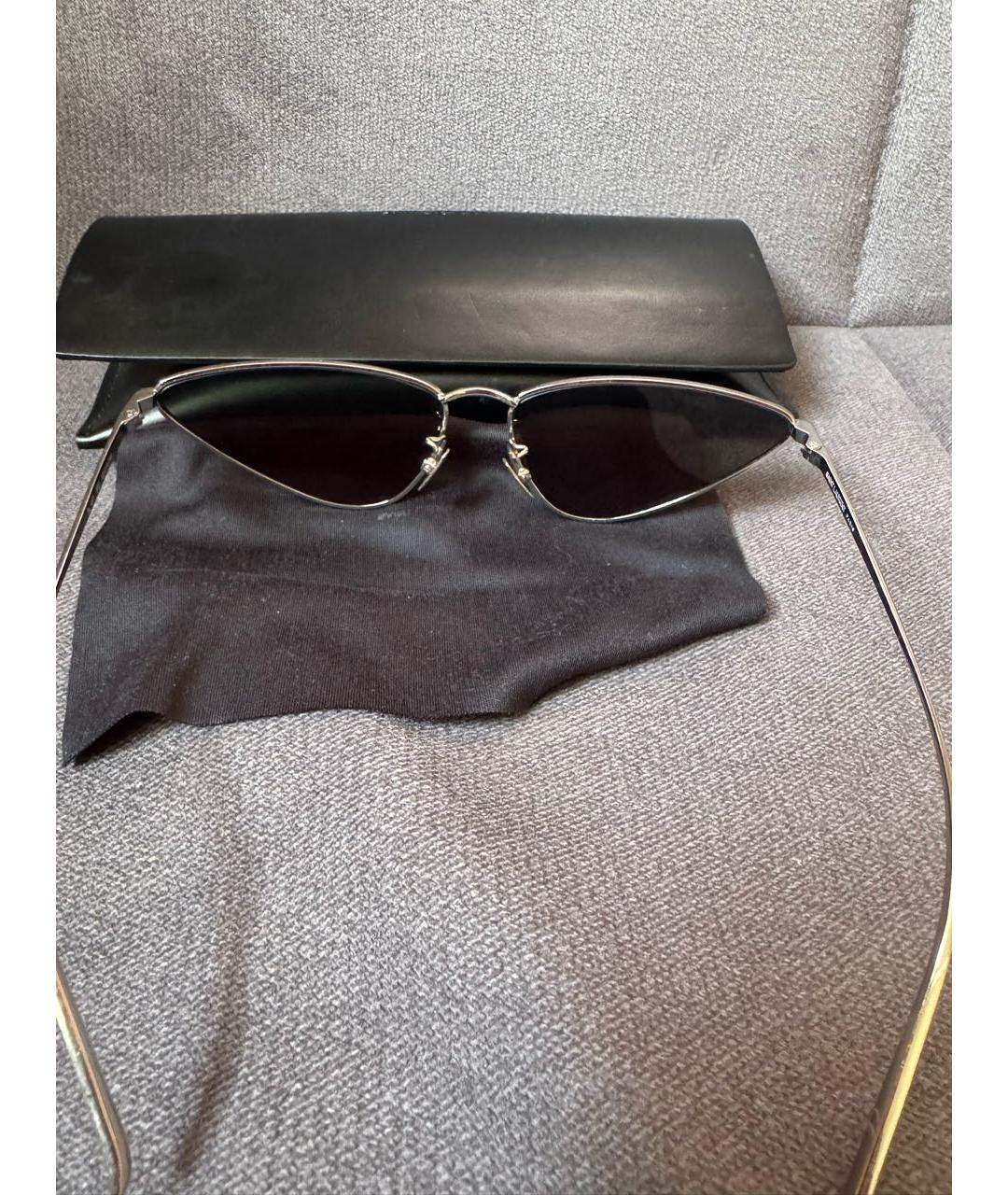 SAINT LAURENT Серебряные металлические солнцезащитные очки, фото 5