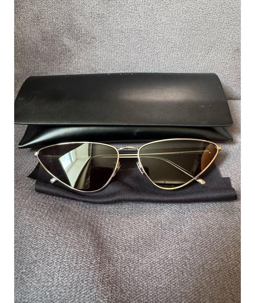 SAINT LAURENT Серебряные металлические солнцезащитные очки, фото 4