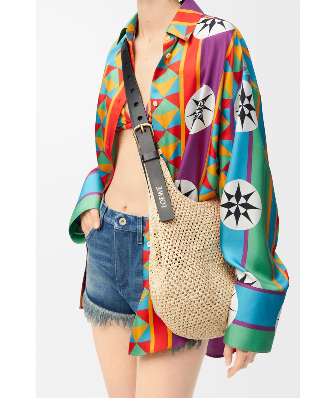 LOEWE Бежевая пелетеная сумка тоут, фото 3