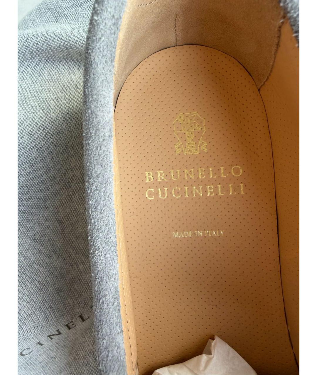 BRUNELLO CUCINELLI Серые замшевые лоферы, фото 2