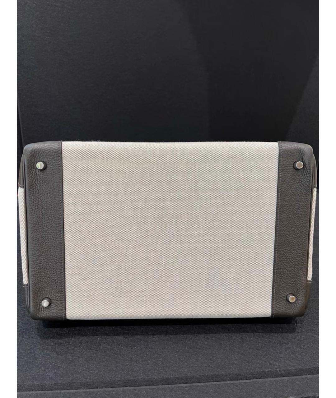 HERMES Бежевая тканевая сумка с короткими ручками, фото 5