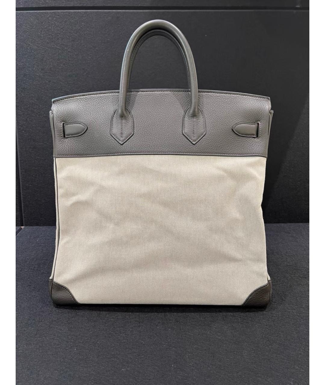 HERMES Бежевая тканевая сумка с короткими ручками, фото 2