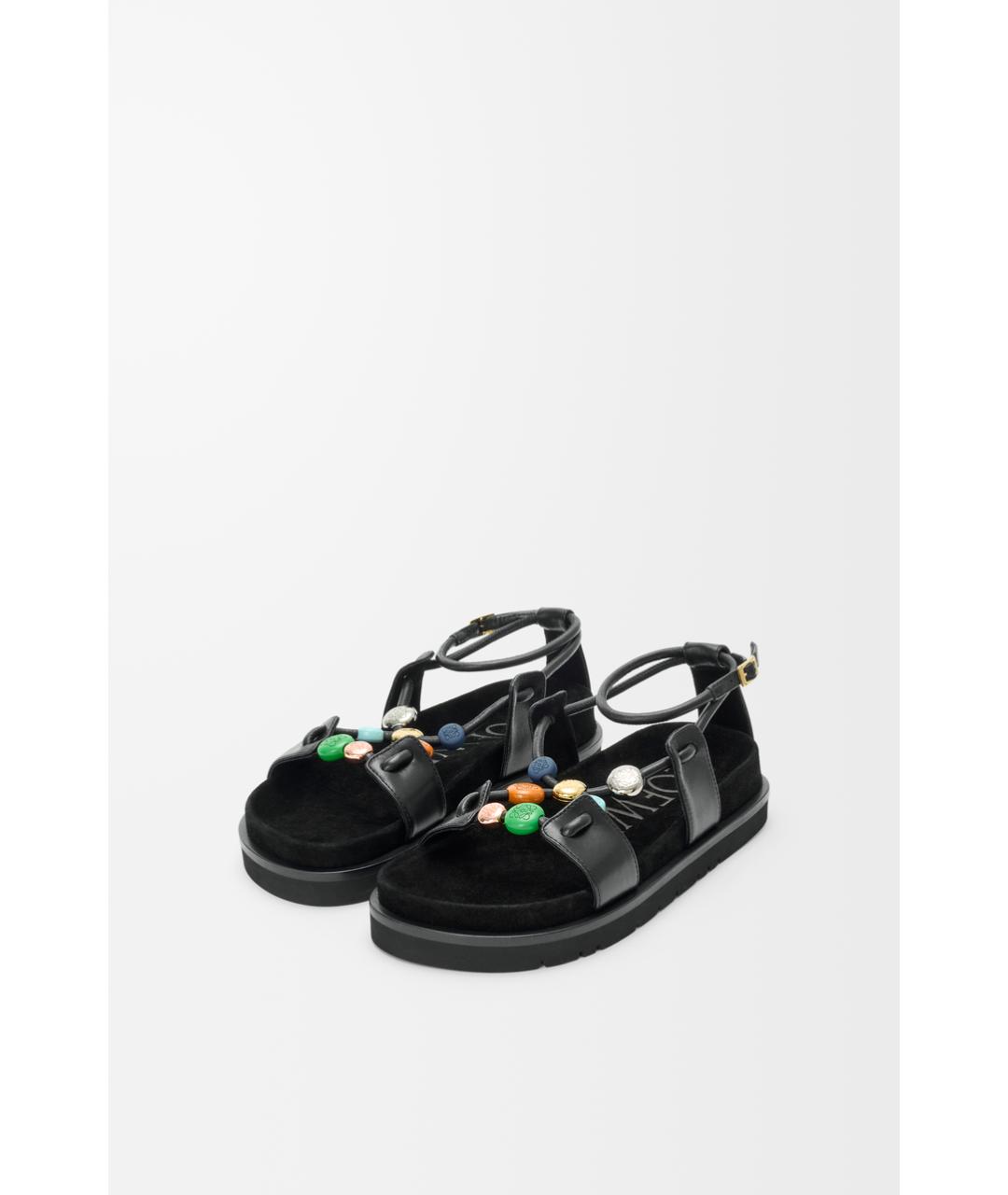 LOEWE Черные кожаные сандалии, фото 3