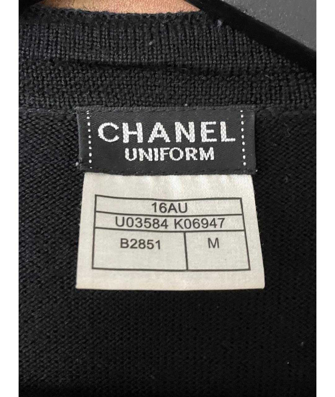 CHANEL Черный шерстяной кардиган, фото 3