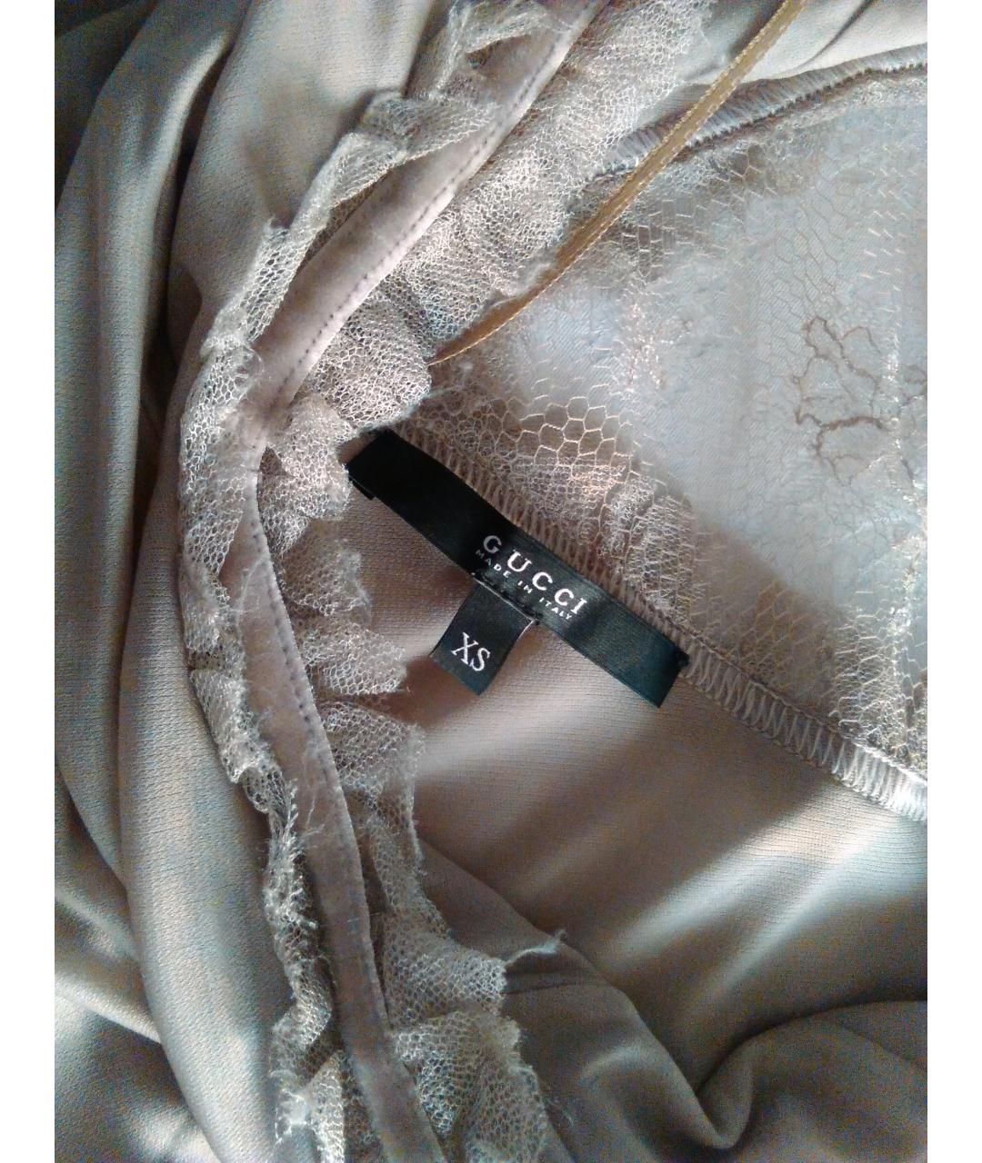 GUCCI Бежевая шелковая майка, фото 3